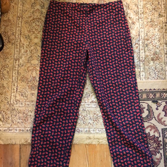 TALBOTS Heritage Size 10 Ladies Ladybugs Flat Front Side-Zip Pant Cotton Stretch - Picture 12 of 14